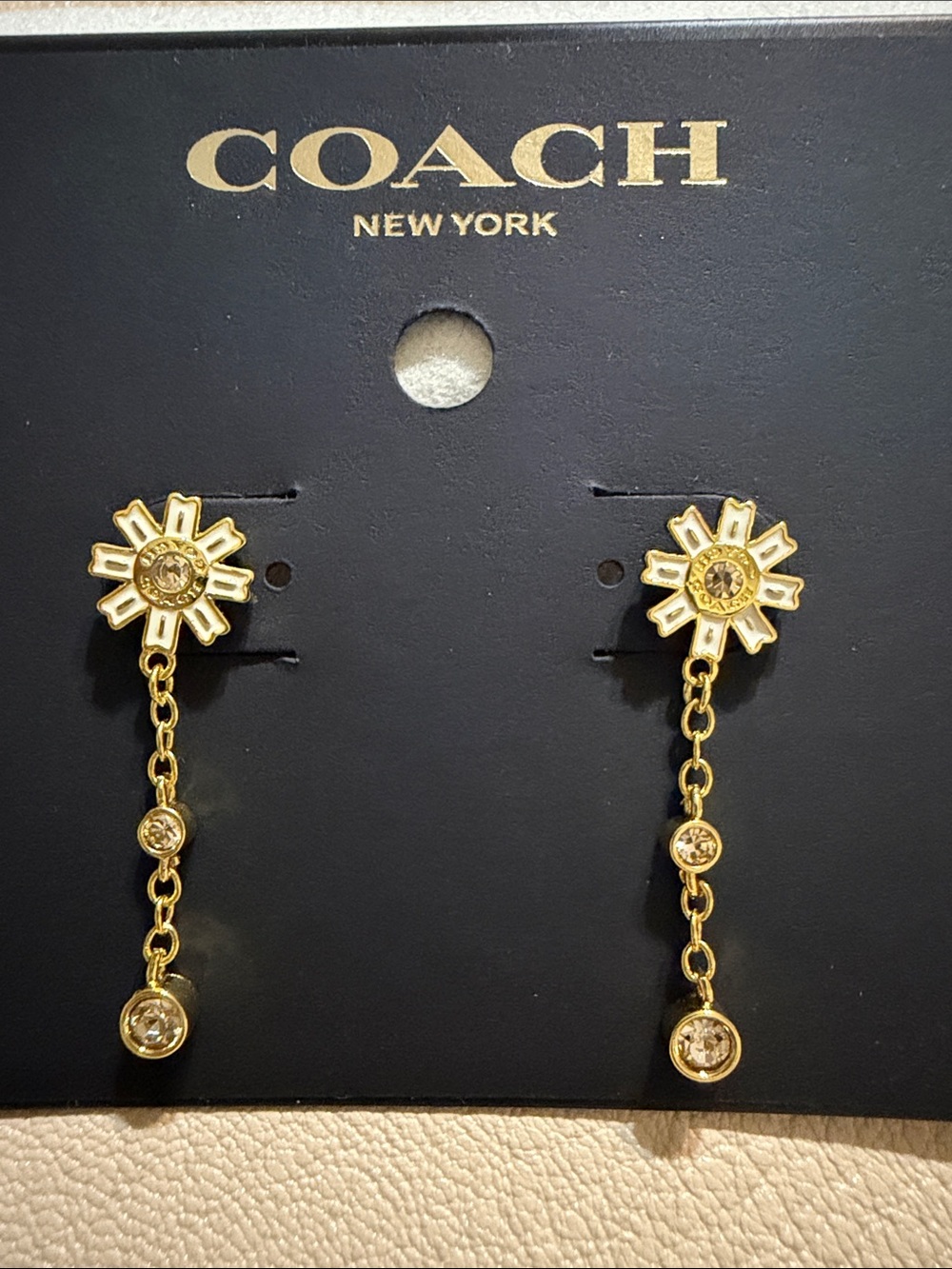 Coach white enamel daisy earrings (33)